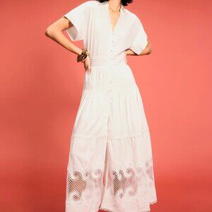 Maje Embroidered Ruffled Maxi Dress
